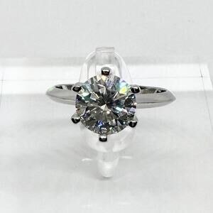 Moissanite Diamond Engagement Ring 2 Ct Six Prong Round Cut 18K GRA Size 7
